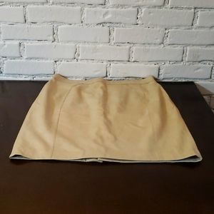 Shimmer gold leather look with stitching Elie Tahari size 14 skirt with back zip